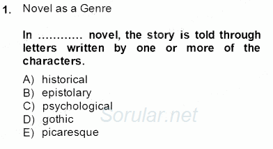 İngiliz/Amerikan Edebiyatı 1 2014 - 2015 Dönem Sonu Sınavı 1.Soru