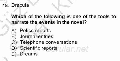 İngiliz/Amerikan Edebiyatı 1 2014 - 2015 Dönem Sonu Sınavı 18.Soru