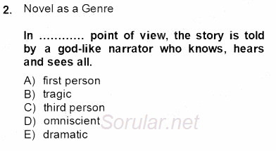 İngiliz/Amerikan Edebiyatı 1 2014 - 2015 Dönem Sonu Sınavı 2.Soru