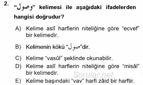 Osmanlı Türkçesi Grameri 1 2015 - 2016 Ara Sınavı 2.Soru