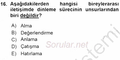 İletişim Bilgisi 2015 - 2016 Ara Sınavı 16.Soru