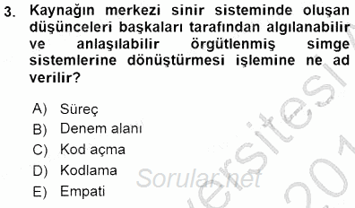 İletişim Bilgisi 2015 - 2016 Ara Sınavı 3.Soru