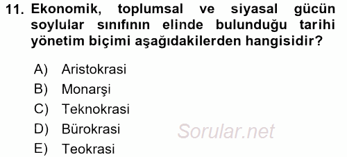 Kamu Yönetimi 2015 - 2016 Ara Sınavı 11.Soru