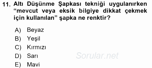 Sağlık Kurumlarında Kalite Yönetimi 2017 - 2018 3 Ders Sınavı 11.Soru