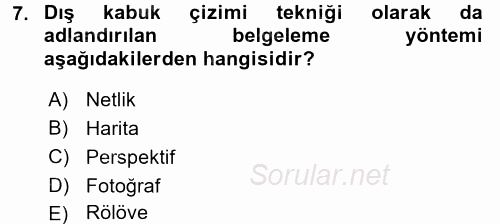 Restorasyon ve Koruma İlkeleri 2016 - 2017 Dönem Sonu Sınavı 7.Soru