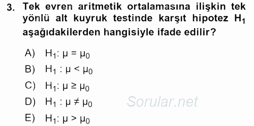 İstatistik 2 2016 - 2017 Dönem Sonu Sınavı 3.Soru