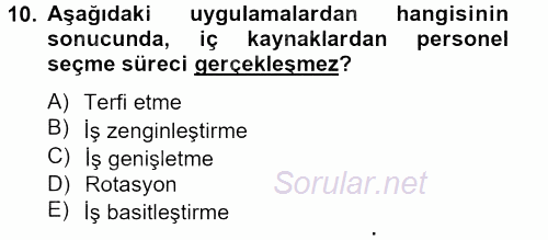 Spor Yönetimi 2014 - 2015 Ara Sınavı 10.Soru