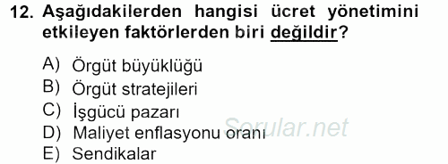 Spor Yönetimi 2014 - 2015 Ara Sınavı 12.Soru