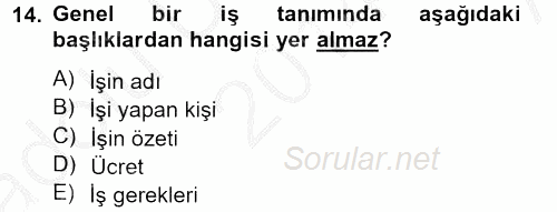 Spor Yönetimi 2014 - 2015 Ara Sınavı 14.Soru