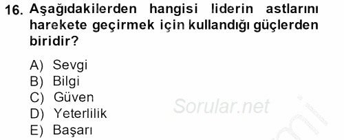 Spor Yönetimi 2014 - 2015 Ara Sınavı 16.Soru