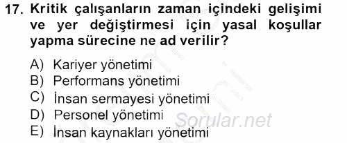 Spor Yönetimi 2014 - 2015 Ara Sınavı 17.Soru