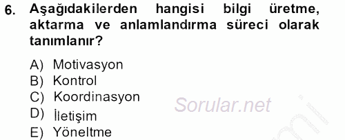 Spor Yönetimi 2014 - 2015 Ara Sınavı 6.Soru
