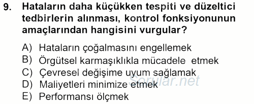 Spor Yönetimi 2014 - 2015 Ara Sınavı 9.Soru