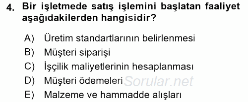 Belge Yönetimi ve Ofis Uygulamaları 2017 - 2018 Dönem Sonu Sınavı 4.Soru