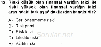 Finansal Ekonomi 2014 - 2015 Ara Sınavı 12.Soru