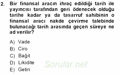 Finansal Ekonomi 2014 - 2015 Ara Sınavı 2.Soru