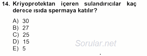 Doğum Bilgisi ve Suni Tohumlama 2012 - 2013 Ara Sınavı 14.Soru