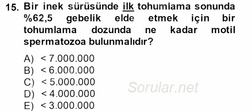 Doğum Bilgisi ve Suni Tohumlama 2012 - 2013 Ara Sınavı 15.Soru