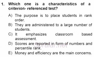 Yabancı Dil Öğretiminde Ölçme Ve Değerlendirme 1 2013 - 2014 Dönem Sonu Sınavı 1.Soru