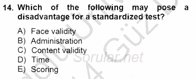 Yabancı Dil Öğretiminde Ölçme Ve Değerlendirme 1 2013 - 2014 Dönem Sonu Sınavı 14.Soru