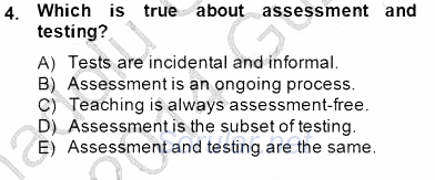 Yabancı Dil Öğretiminde Ölçme Ve Değerlendirme 1 2013 - 2014 Dönem Sonu Sınavı 4.Soru