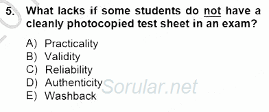 Yabancı Dil Öğretiminde Ölçme Ve Değerlendirme 1 2013 - 2014 Dönem Sonu Sınavı 5.Soru