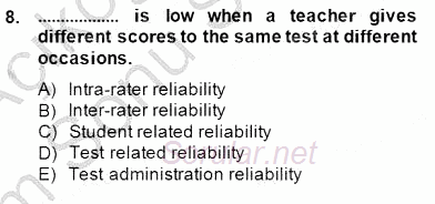 Yabancı Dil Öğretiminde Ölçme Ve Değerlendirme 1 2013 - 2014 Dönem Sonu Sınavı 8.Soru