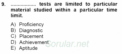 Yabancı Dil Öğretiminde Ölçme Ve Değerlendirme 1 2013 - 2014 Dönem Sonu Sınavı 9.Soru