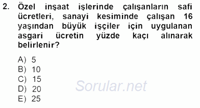 İnşaat ve Gayrimenkul Muhasebesi 2013 - 2014 Tek Ders Sınavı 2.Soru