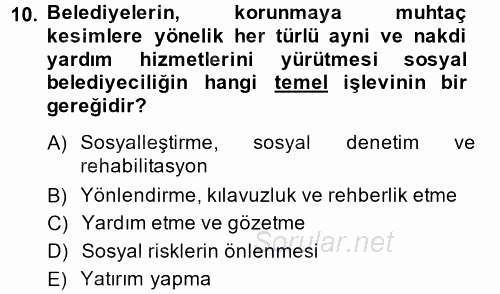 Sosyal Politika 2 2014 - 2015 Dönem Sonu Sınavı 10.Soru
