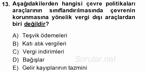 Sosyal Politika 2 2014 - 2015 Dönem Sonu Sınavı 13.Soru
