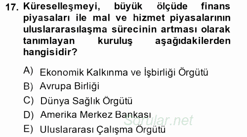 Sosyal Politika 2 2014 - 2015 Dönem Sonu Sınavı 17.Soru
