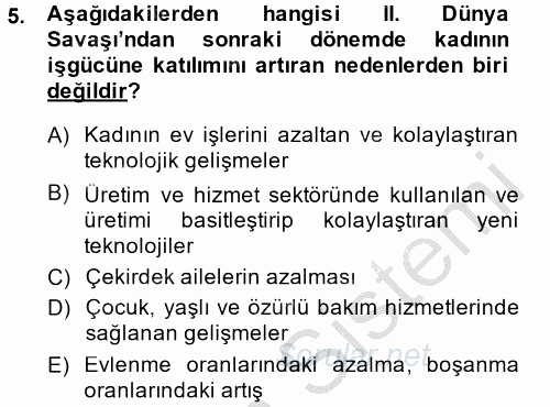 Sosyal Politika 2 2014 - 2015 Dönem Sonu Sınavı 5.Soru