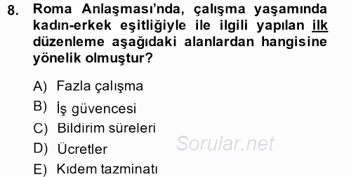 Sosyal Politika 2 2014 - 2015 Dönem Sonu Sınavı 8.Soru