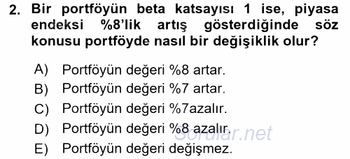 Portföy Yönetimi 2017 - 2018 3 Ders Sınavı 2.Soru