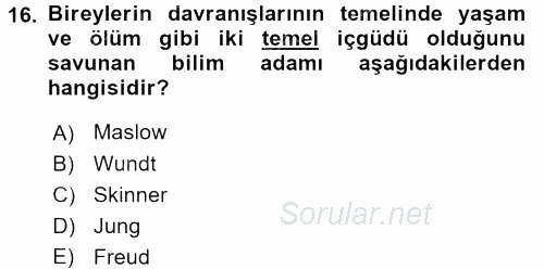 Davranış Bilimleri 2 2016 - 2017 Ara Sınavı 16.Soru