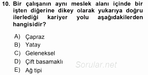 Performans ve Kariyer Yönetimi 2015 - 2016 Tek Ders Sınavı 10.Soru