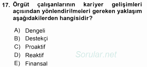 Performans ve Kariyer Yönetimi 2015 - 2016 Tek Ders Sınavı 17.Soru