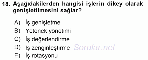 Performans ve Kariyer Yönetimi 2015 - 2016 Tek Ders Sınavı 18.Soru