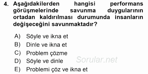 Performans ve Kariyer Yönetimi 2015 - 2016 Tek Ders Sınavı 4.Soru