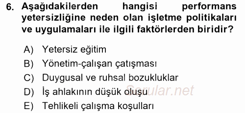 Performans ve Kariyer Yönetimi 2015 - 2016 Tek Ders Sınavı 6.Soru