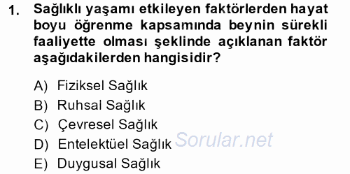 Termal ve Spa Hizmetleri 2013 - 2014 Ara Sınavı 1.Soru