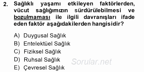 Termal ve Spa Hizmetleri 2013 - 2014 Ara Sınavı 2.Soru