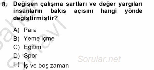Termal ve Spa Hizmetleri 2013 - 2014 Ara Sınavı 8.Soru
