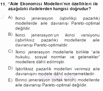 Aile Ekonomisi 2014 - 2015 Ara Sınavı 11.Soru