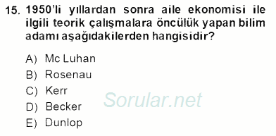 Aile Ekonomisi 2014 - 2015 Ara Sınavı 15.Soru