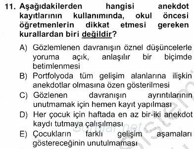 Çocukları Tanıma Teknikleri 2012 - 2013 Ara Sınavı 11.Soru