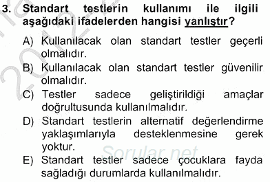 Çocukları Tanıma Teknikleri 2012 - 2013 Ara Sınavı 3.Soru