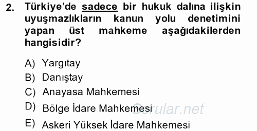 Genel Vergi Hukuku 2014 - 2015 Tek Ders Sınavı 2.Soru