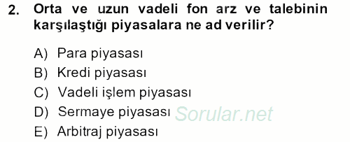 Sağlık Kurumlarında Finansal Yönetim 2013 - 2014 Ara Sınavı 2.Soru